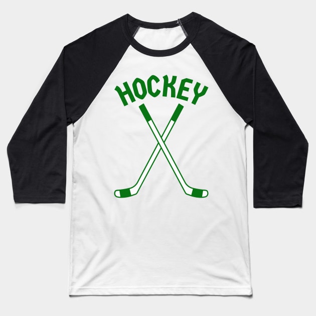 HOCKEY CROSSED STICKS LOGO Baseball T-Shirt by HOCKEYBUBBLE